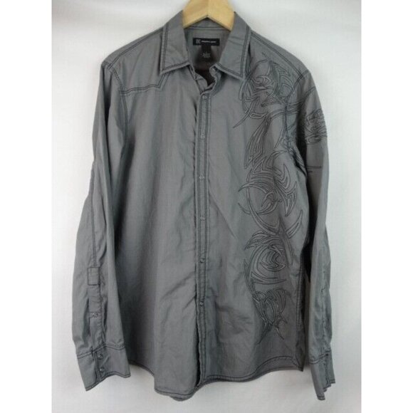 INC International Concepts Men Shirt Large Embroidered Long Sleeve Snap Down - Picture 11 of 11